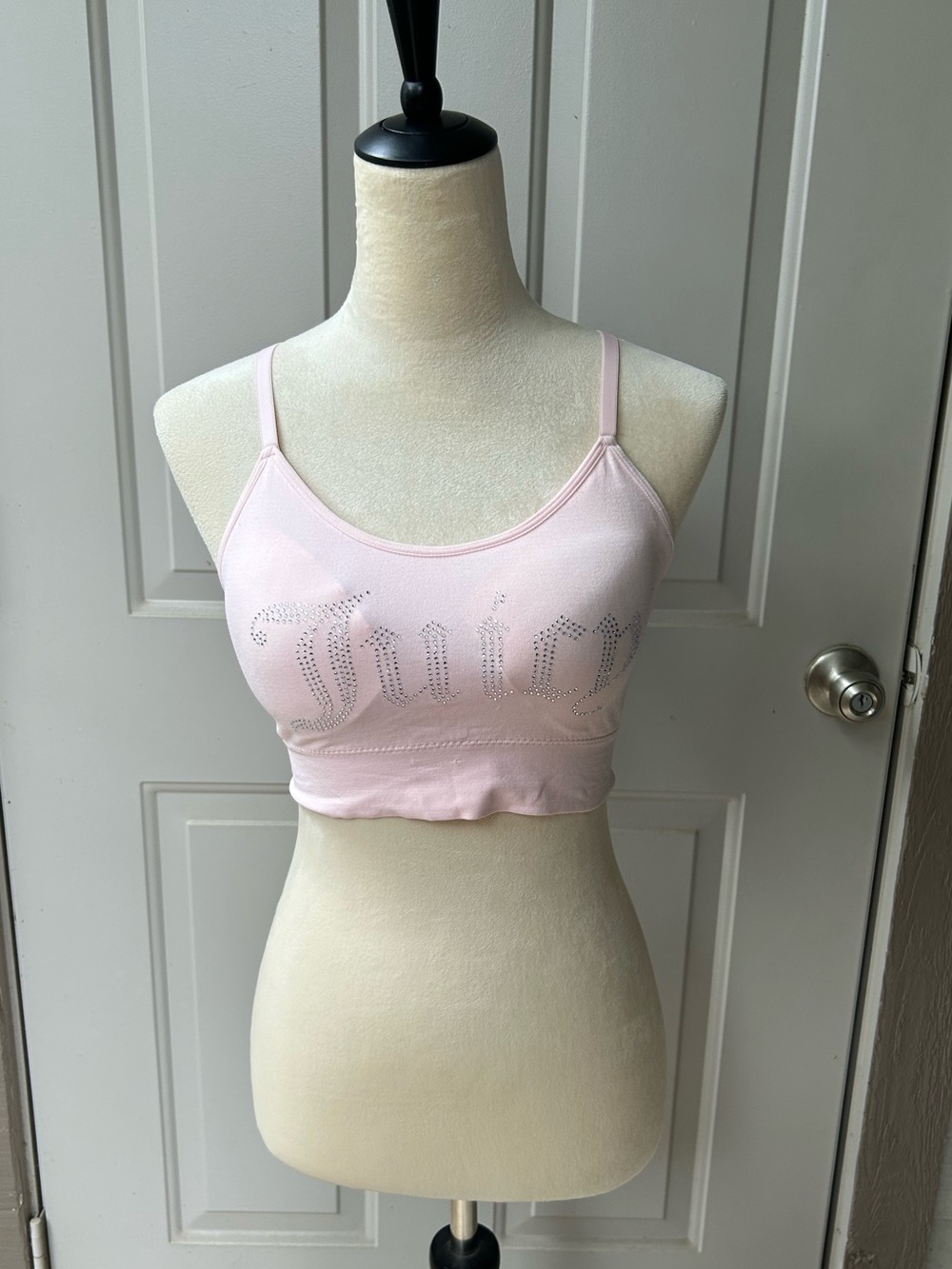 Juicy Couture Light Pink Rhinestone Logo Lounge Bra